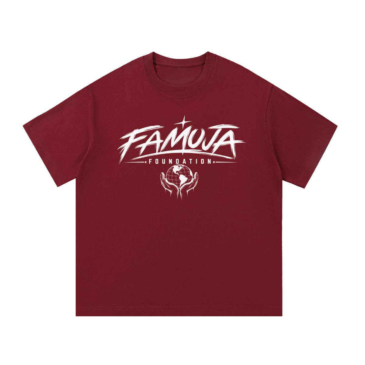 FAMUJA Foundation Heavyweight Essential Tee — Wine Red